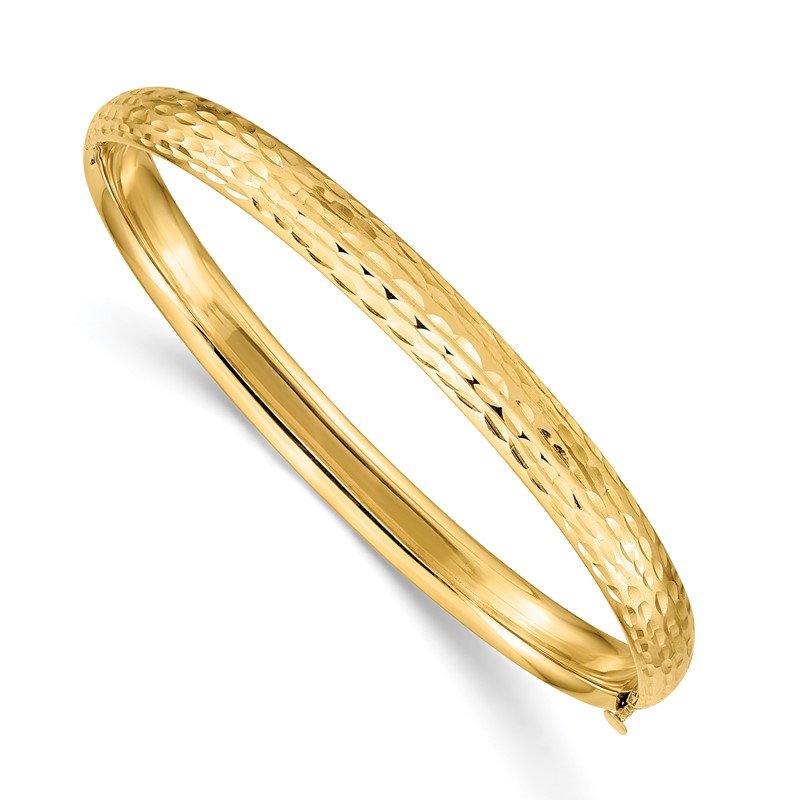 Quality Gold 14k Madi K Kids Polished Diamond-cut 5mm Hinged Child's Bangle GK894