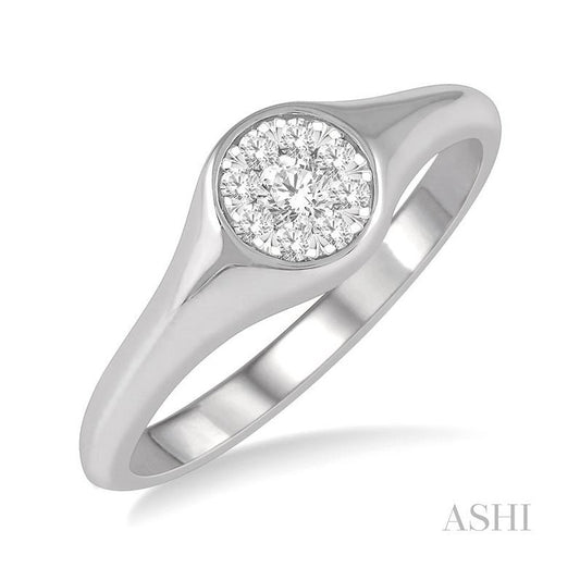 ASHI Round Shape Lovebright Essential Diamond Signet Ring 373M8PPFHWG