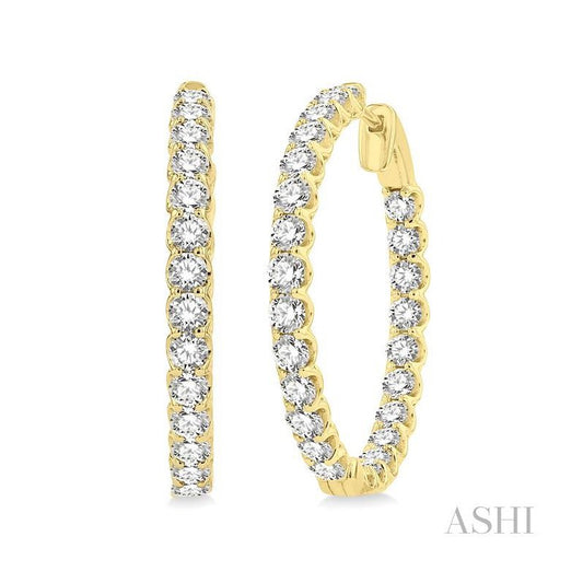 ASHI Inside-Out Diamond Hoop Earrings 622B0PPFGERYG-5.00