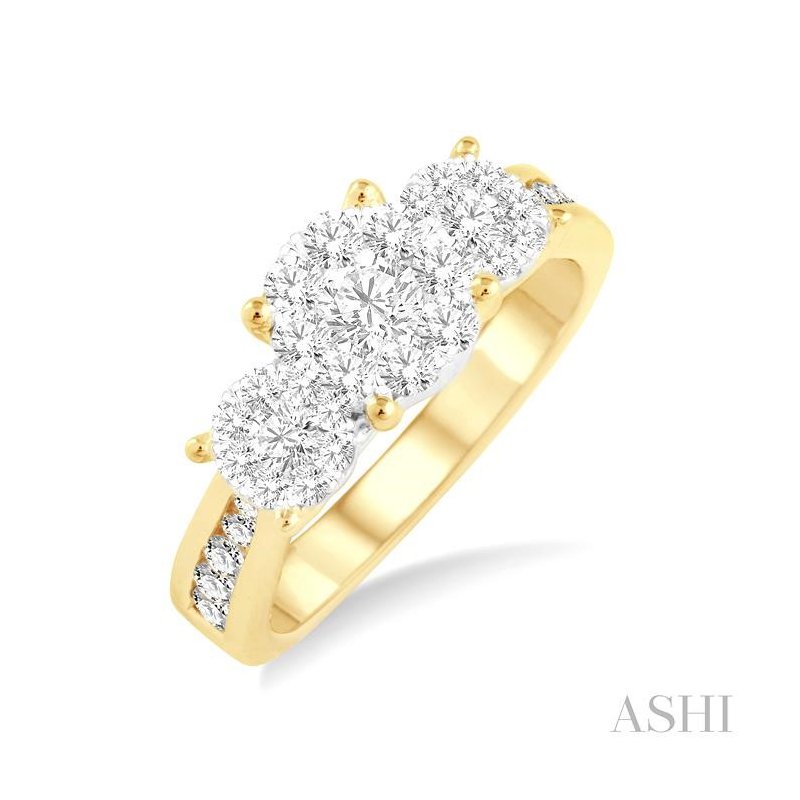 ASHI Round Shape Past Present & Future Lovebright Essential Diamond Ring 36912PPFGYW