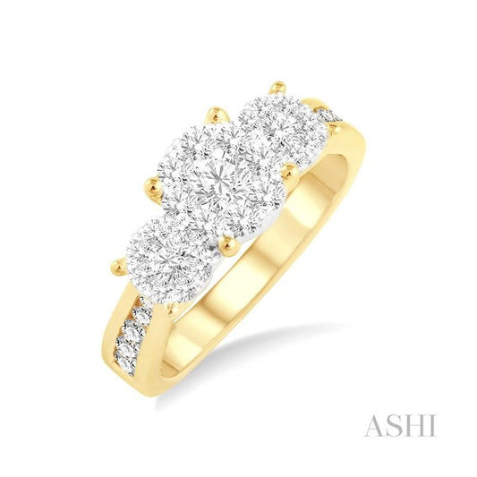 ASHI Round Shape Past Present & Future Lovebright Essential Diamond Ring 36912PPFGYW