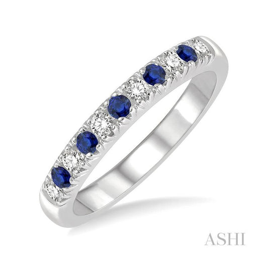 ASHI 11 Alternate Gemstone & Diamond Wedding Band 46507PPFGSPWG