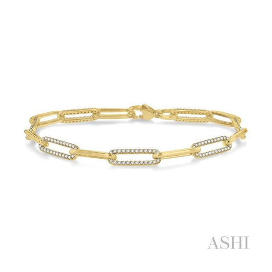 ASHI Paper Clip Diamond Fashion Bracelet 72091PPTGYG