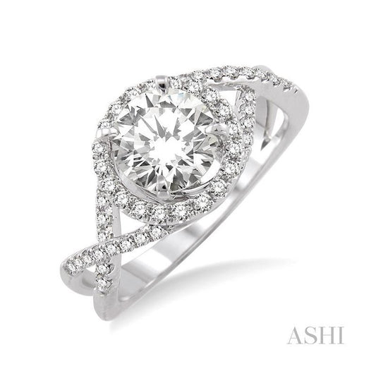 ASHI Round Shape Semi-Mount Halo Diamond Engagement Ring 22565PPFRWG-SM