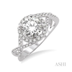 ASHI Round Shape Semi-Mount Halo Diamond Engagement Ring 22565PPFRWG-SM