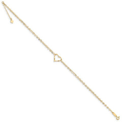 Quality Gold 14k Double Strand Heart 9 Inch with 1 Inch extension Anklet ANK173-9