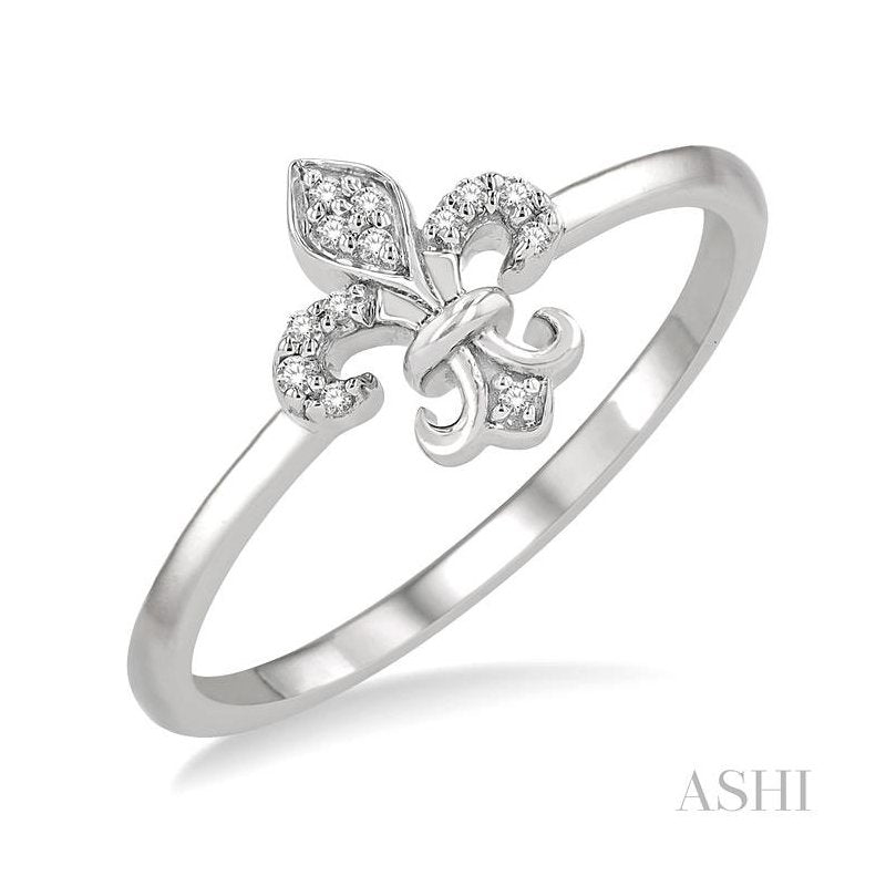 ASHI Stackable Fleur De Lis Petite Diamond Fashion Ring 386E9PPTSWG