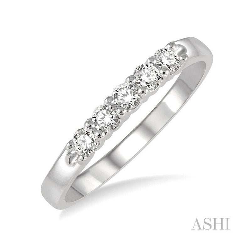 ASHI Round Shape 5 Stone Diamond Wedding Band 33346PPFGWG