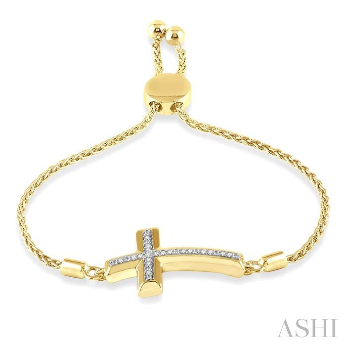 ASHI Gold Vermeil Sideway Cross Diamond Lariat Fashion Bracelet 81009PPSSSLTB-GV