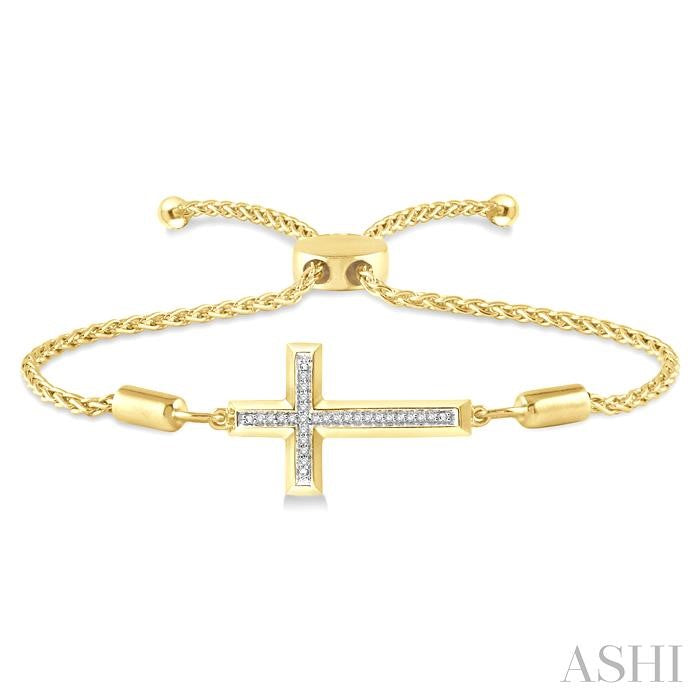 ASHI Gold Vermeil Sideway Cross Diamond Lariat Fashion Bracelet 81009PPSSSLTB-GV