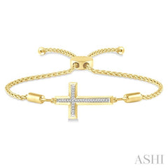 ASHI Gold Vermeil Sideway Cross Diamond Lariat Fashion Bracelet 81009PPSSSLTB-GV