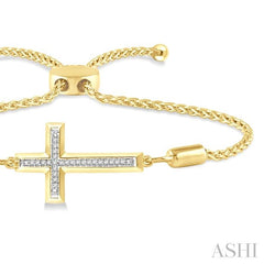 ASHI Gold Vermeil Sideway Cross Diamond Lariat Fashion Bracelet 81009PPSSSLTB-GV