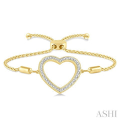 ASHI Gold Vermeil Heart Shape Diamond Lariat Bracelet 81019PPSSSLTB-GV