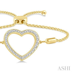ASHI Gold Vermeil Heart Shape Diamond Lariat Bracelet 81019PPSSSLTB-GV