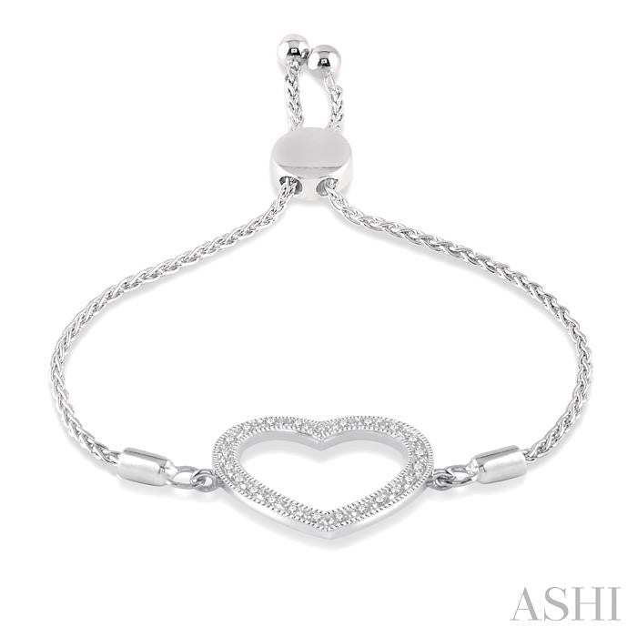 ASHI Silver Heart Shape Diamond Lariat Bracelet 81019PPSSSLTB