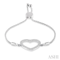 ASHI Silver Heart Shape Diamond Lariat Bracelet 81019PPSSSLTB