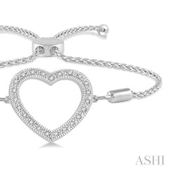 ASHI Silver Heart Shape Diamond Lariat Bracelet 81019PPSSSLTB