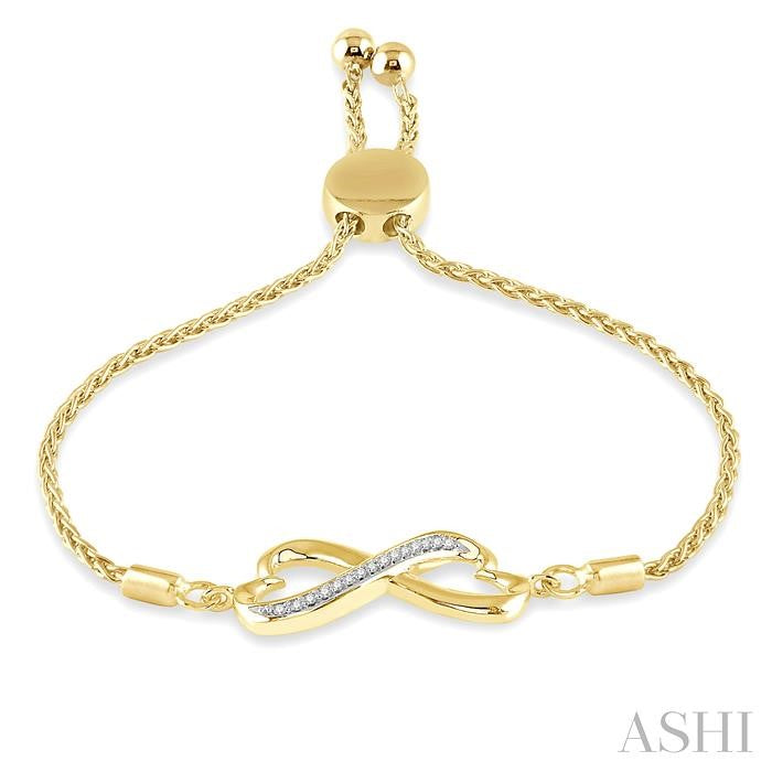 ASHI Gold Vermeil Infinity Heart Shape Diamond Lariat Bracelet 81039PPSSSLTB-GV