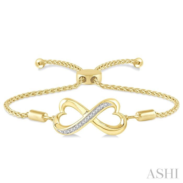 ASHI Gold Vermeil Infinity Heart Shape Diamond Lariat Bracelet 81039PPSSSLTB-GV