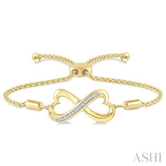 ASHI Gold Vermeil Infinity Heart Shape Diamond Lariat Bracelet 81039PPSSSLTB-GV