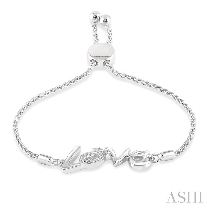 ASHI Silver Love Diamond Lariat Bracelet 81069PPSSSLTB