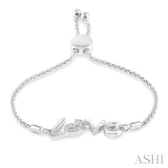 ASHI Silver Love Diamond Lariat Bracelet 81069PPSSSLTB