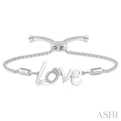 ASHI Silver Love Diamond Lariat Bracelet 81069PPSSSLTB