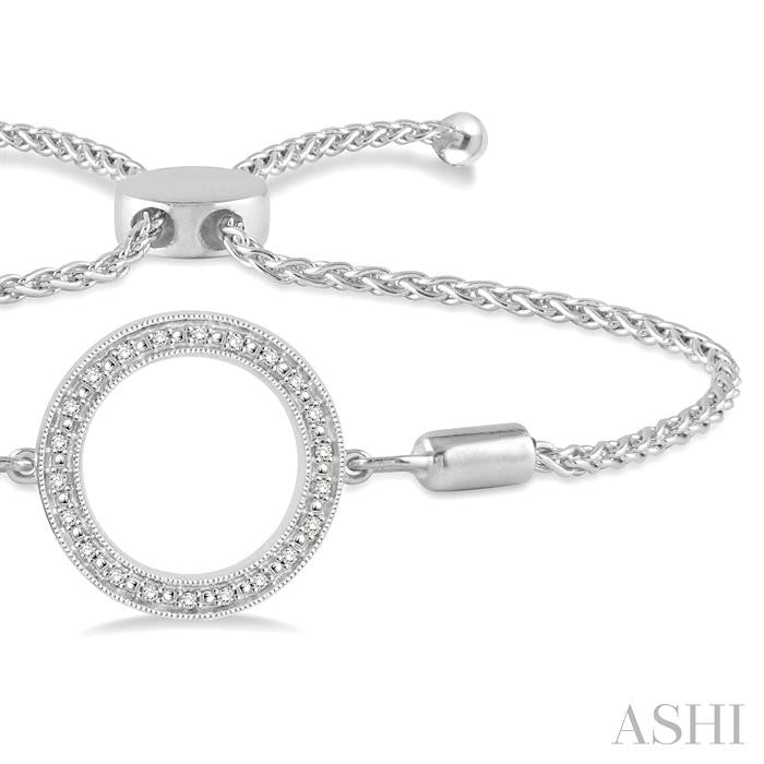 ASHI Silver Circle Diamond Lariat Bracelet 81099PPSSSLTB