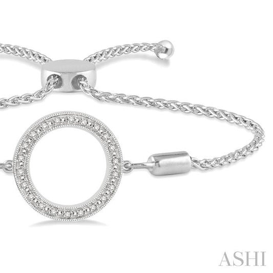 ASHI Silver Circle Diamond Lariat Bracelet 81099PPSSSLTB