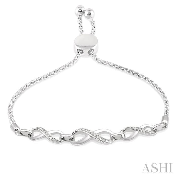 ASHI Silver Infinity Diamond Lariat Bracelet 81118PPSSSLTB