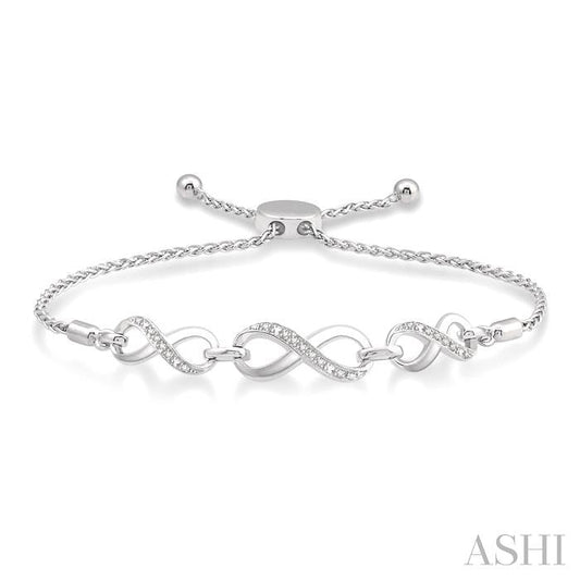 ASHI Silver Infinity Diamond Lariat Bracelet 81118PPSSSLTB