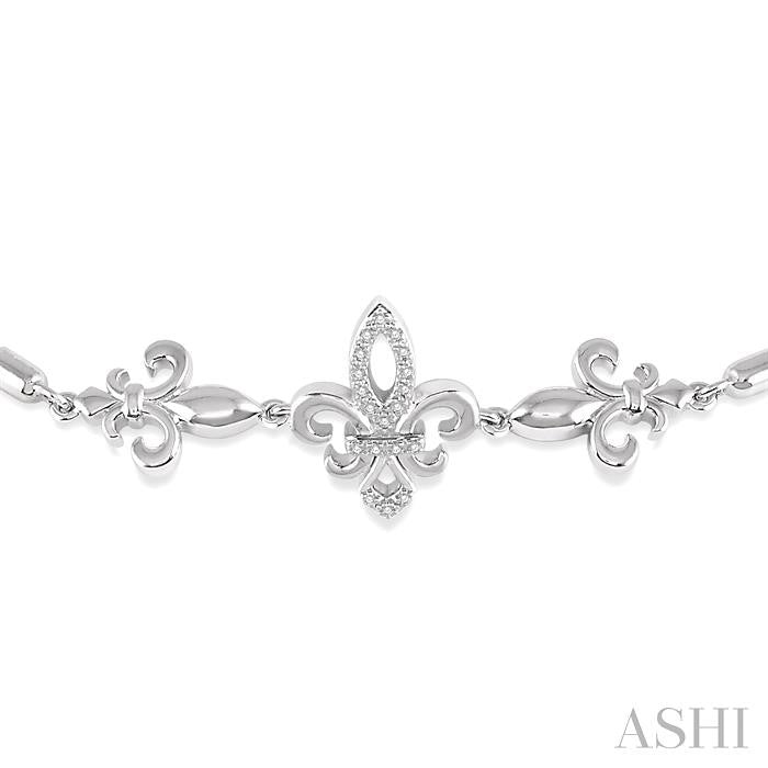 ASHI Silver Fleur De Lis Diamond Lariat Bracelet 81159PPSSSLTB