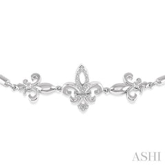 ASHI Silver Fleur De Lis Diamond Lariat Bracelet 81159PPSSSLTB