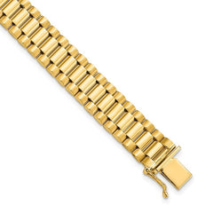 Quality Gold 14K Men's Satin and Polished 8in Link Bracelet GB214-8