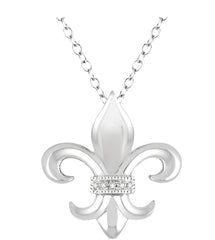 Parkplace Jewelers Silver Fleur De Lis Diamond Pendant 84029PPSSSLPD