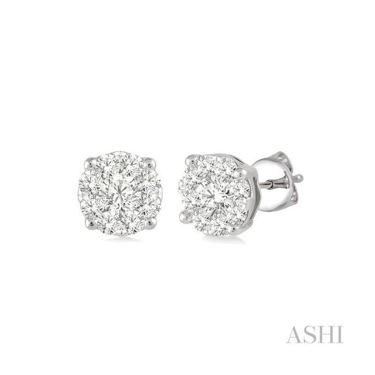 ASHI Round Shape Lovebright Essential Diamond Stud Earrings 91755PPFVERWG