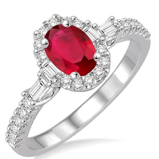 Parkplace Jewelers Oval Shape Gemstone & Halo Diamond Ring 40734PPFHRBWG