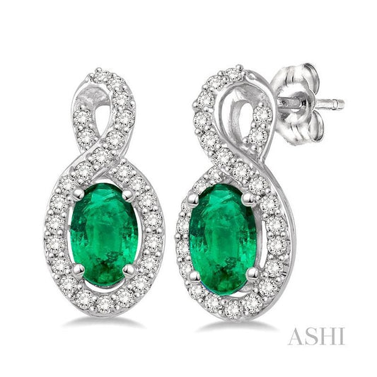 ASHI Oval Shape Gemstone & Halo Diamond Earrings 58507PPTSEREMWG