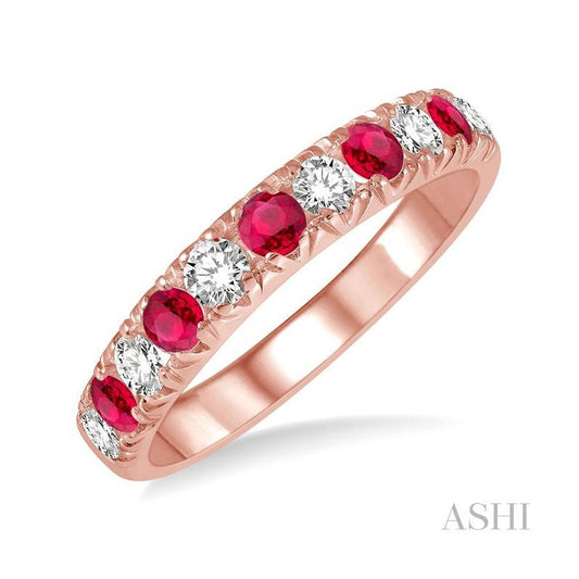 ASHI 11 Alternate Gemstone & Diamond Wedding Band 46504PPFGRBPG