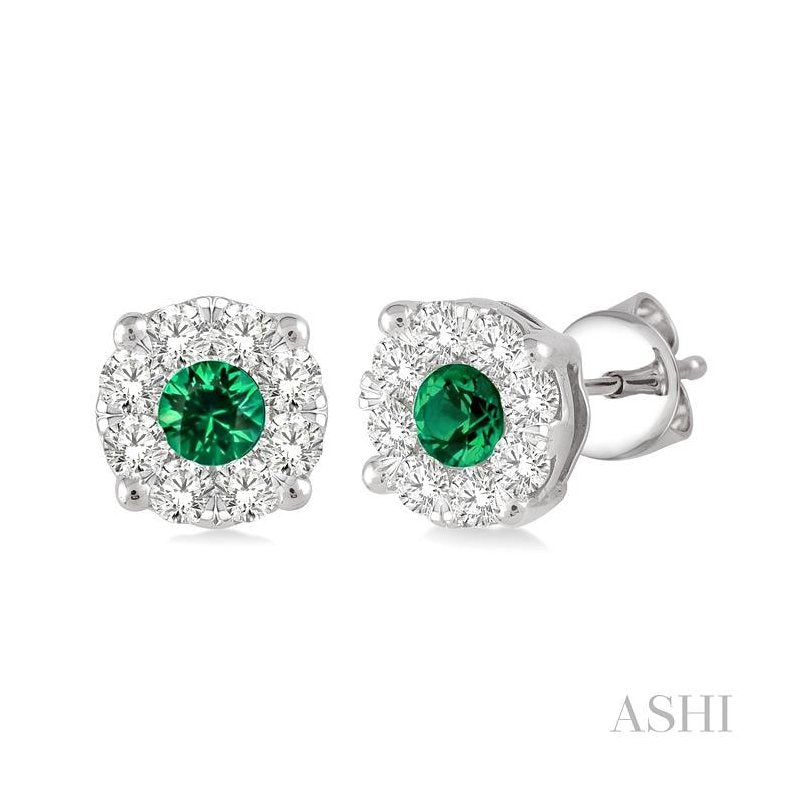 ASHI Round Shape Lovebright Gemstone & Diamond Earrings 58473PPFVEREMWG