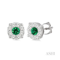 ASHI Round Shape Lovebright Gemstone & Diamond Earrings 58473PPFVEREMWG