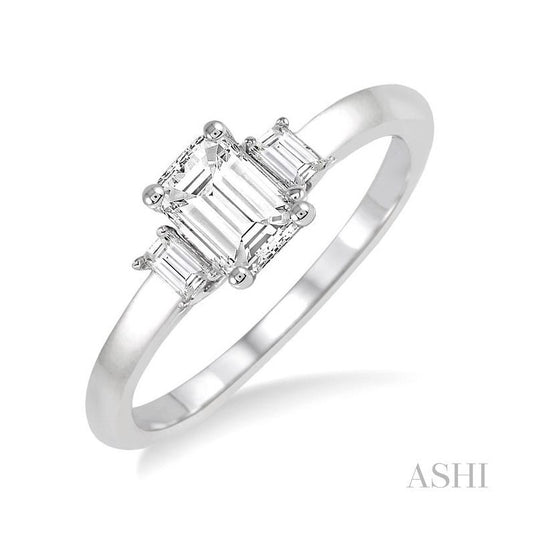 ASHI Emerald Shape Diamond Engagement Ring 253L3PPFVWG-LE