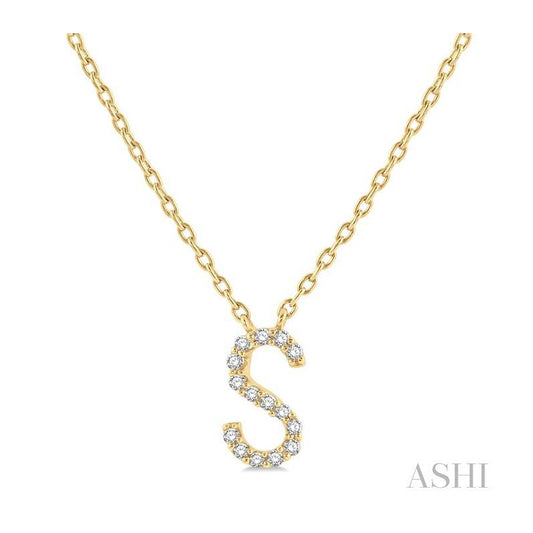 ASHI Block 'S' Initial Diamond Pendant 912F9PPFSPDYG-S