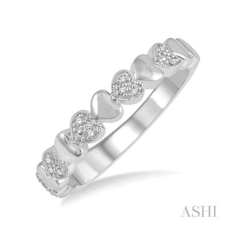 ASHI Silver Heart Shape Diamond Ring 84109PPSSSLRG