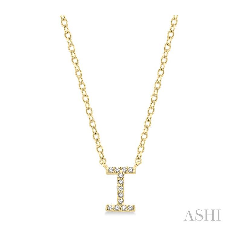 ASHI Block 'I' Initial Diamond Pendant 912F9PPTSPDYG-I