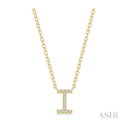 ASHI Block 'I' Initial Diamond Pendant 912F9PPTSPDYG-I