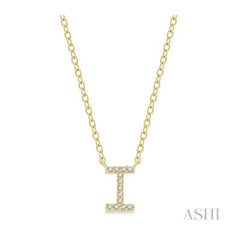 ASHI Block 'I' Initial Diamond Pendant 912F9PPTSPDYG-I