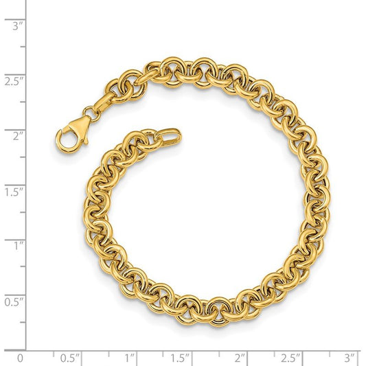 Quality Gold 14k Polished Fancy 6.5mm Rolo Link Bracelet SF2600-7.75