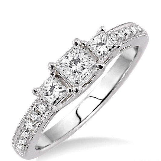 Parkplace Jewelers Princess Shape Past Present & Future Diamond Engagement Ring 23502PPFCWG-LE