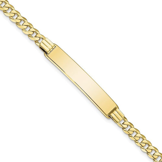 Quality Gold 10k Flat Curb Link ID Bracelet 10LID62